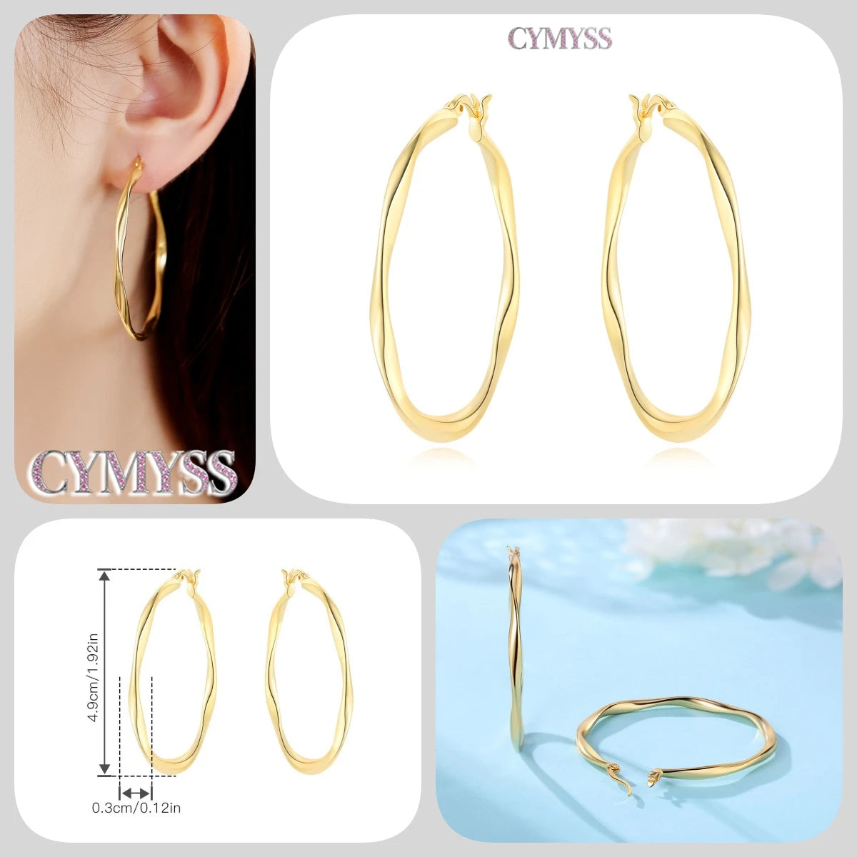 Original 2025 S925 Sterling Silver Zircon 18K Gold Lining Vintage Hoop Earrings for Women Birthday Party Wedding Gift Jewellery.