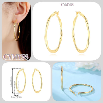 Original 2025 S925 Sterling Silver Zircon 18K Gold Lining Vintage Hoop Earrings for Women Birthday Party Wedding Gift Jewellery.