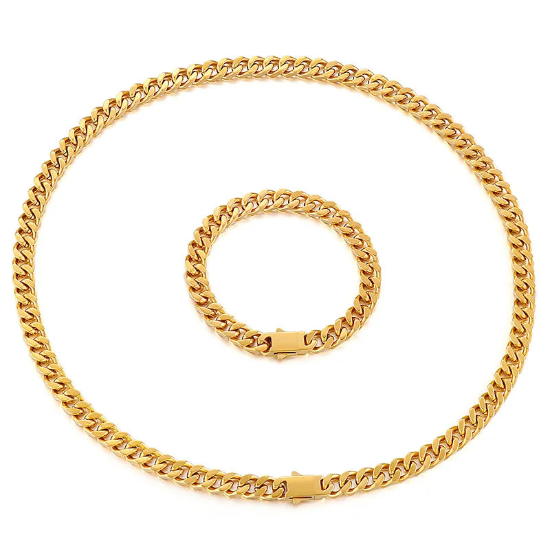 316 Stainless Steel Plated 18k Gold Fashion Crypto Cuban Chain Miami Rap Hip Hop Men's Bracelet Accessory.