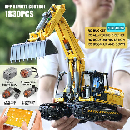MOULD KING 13112 Technical Car Toys The MOC-2513 APP&RC Motorized Excavator Model Building Blocks Bricks Kids Christmas Gift.
