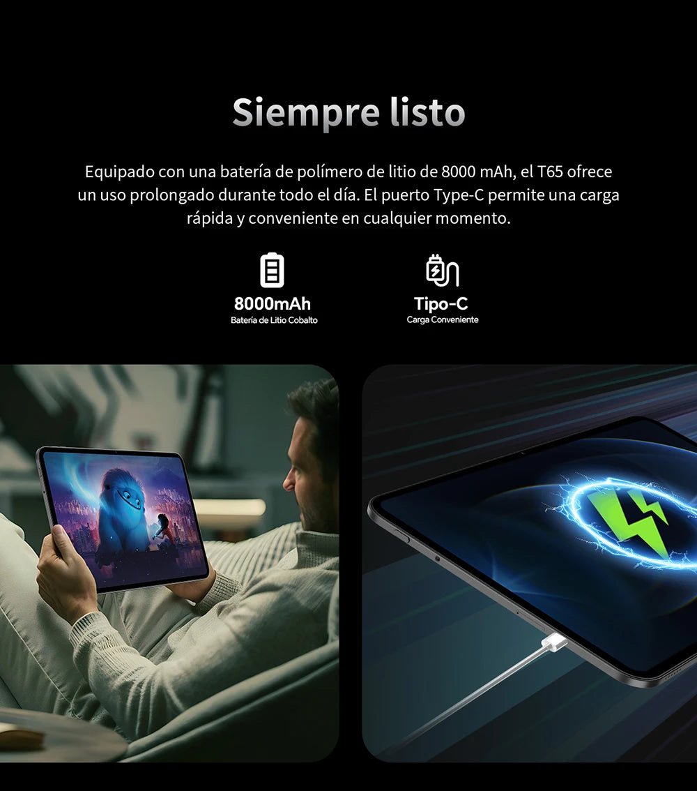 Teclast T65 13.4 inch Android 15 Tablet 1920x1200 120Hz T7280 8-Core Max 20GB RAM(8GB+12GB Expansion) 128GB ROM 4G LTE 8000mAh.