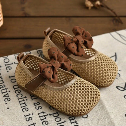 Children Girls Mesh Sandals Baby Summer Toddlers Fashion First Walker Shoes Causal Bowknot Sweet Kids Soft Sandals Breathable.