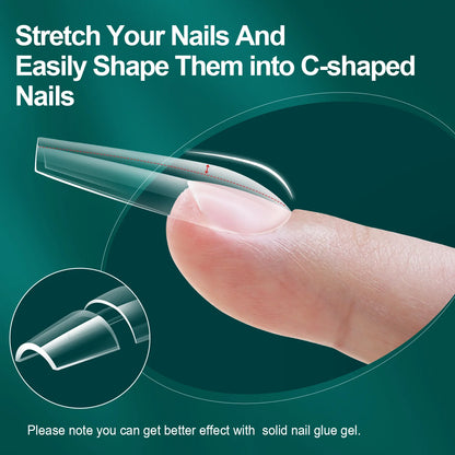 16 Sizes Curved Arch Soft Gel False Nail Tips Full Cover Press on Almond Capsules French Coffin Artificial Fake Nails Extension.