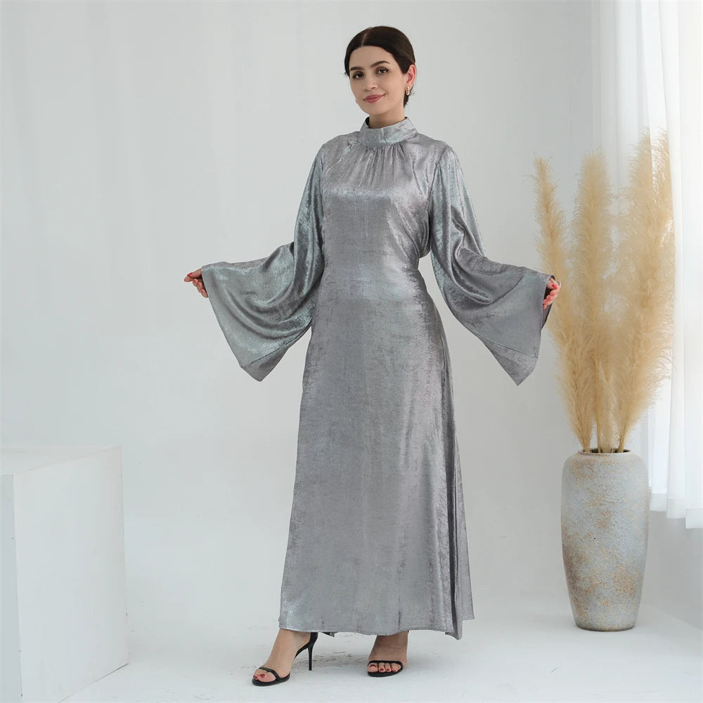 Ramadan Satin Shimmer Abaya Damen Dubai Luxury Islam Muslim Kaftan Dresses Kebaya Abayas For Women Robe Musulmane Femme Vestidos.