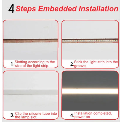 DIY Recessed LED Neon Tube Silicone Gel Covering Flexible Embedded Soft Diffuser Linear White 1M-15M for COB 5050 2835 LED Strip.