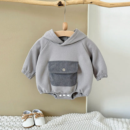 Herbst Neue Baby Minimalistischen Hoodie Lange Ärmel Große Tasche Klettern Kleidung Baby Neugeborenen Artikel Bodys & Einteiler.