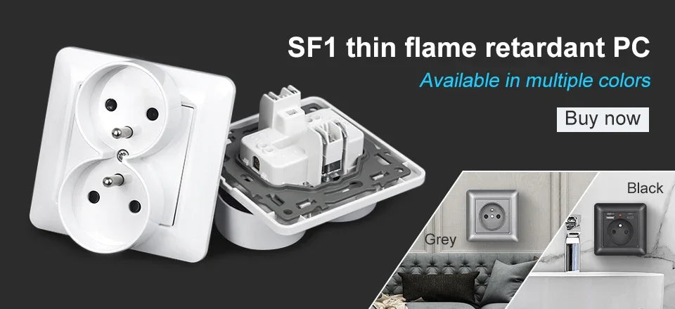 SRAN Französische USB-Wandsteckdose 5 V 2,1 A, Kristall-Hartglasscheibe 16 A 220 V 82 x 82 mm Steckdose Frankreich-Standard mit Abdeckung.