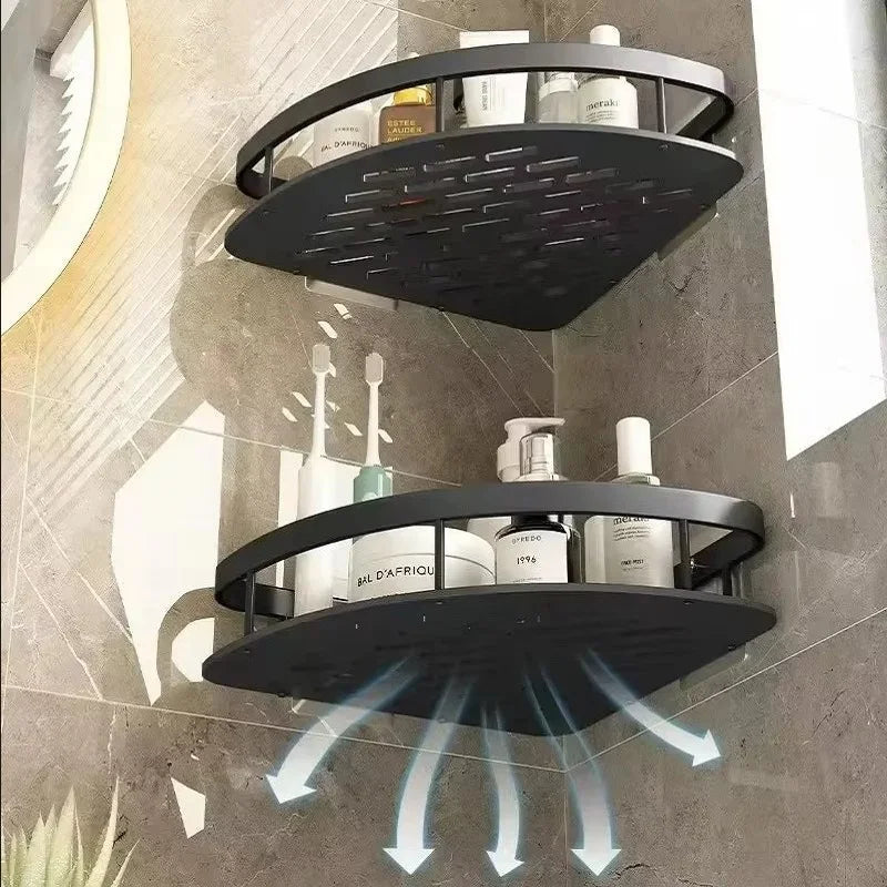 Aluminium Legierung Shampoo Rack Badezimmer Regal Make-Up Lagerung Organizer Dusche Regal Bad Zubehör Kein Bohrer Wand Ecke Regal