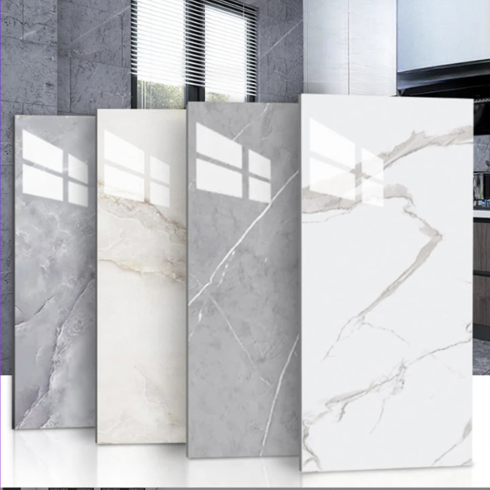 10-20pcs 30x60cm Self-Adhesive Marble PVC Floor Tiles Waterproof Peel Stick Wall Sticker Kitchen Bathroom Removable Home Decor ﻿