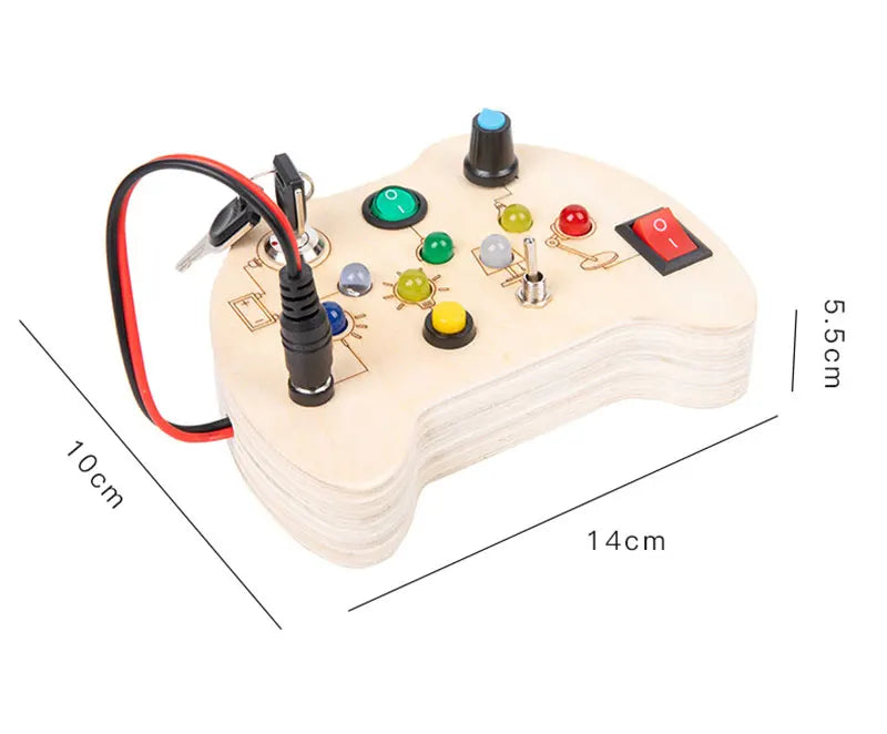 Montessori Busy Board Sensory Toys Wooden With LED Light Switch Control Board Travel Activities Children Games For 2-4 Years Old.