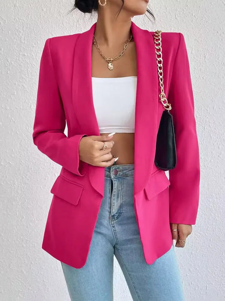Koreanische Beliebte Rosa Neue Oberbekleidung Frauen 2024 Mode Weiblichen Frühling Jacke Casual Langarm Schwarz Blazer Mäntel.