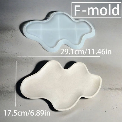 Large Cloud Tray Cement Mold Resin Butterfly Moon Pea Shaped Jewelry Display Tray Gypsum Concrete Mold for Terrazzo Creation.