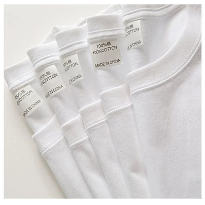 2PCS 100% Cotton Solid T Shirts Men's and Women's Short Sleeve White Tees Casual Breathable Loose Round Neck T-shirt Couple Tops.
