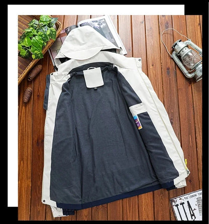 2024 Spring/Autumn Men's Windbreaker Outdoor Windproof Waterproof Mountaineering Multi Pocket Durable Hoodie Jacket Men's Coat.