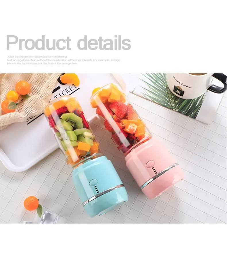 Portable Electric Fruit Juicer Wireless USB Rechargeable 6 Blades Mini Mixer Multifunction Summer Smoothie Blender Machine.