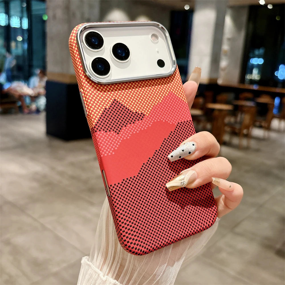 Luxury Kelvar Carbon Fiber Phone Case for iPhone 17 Air 17 Pro Max Magnetic Wireless Charging Ultra Thin Hard Colorful Cover.