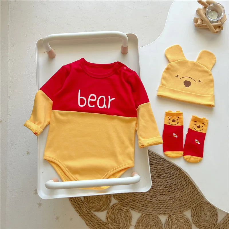 Winnie The Pooh Bär Baby Body Neugeborenen Langarm Strampler Kleinkind Jungen Mädchen Overall Kleidung K3529.