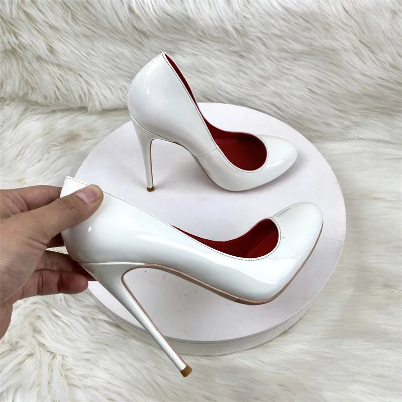 Brand Women Single Shoes 10CM 12CM Super High Heels Fashion Round Toe Stilettos Spring Autumn Female Daily Work Pumps Plus Size.