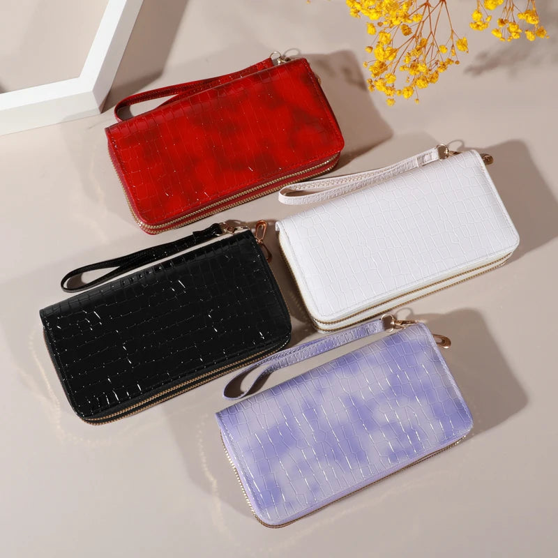 Chic Vintage Double Layer Clutch Wallet - Retro Zipper Coin Purse & Wristlet - Fashionable Womens Accessory with Secure Storage.