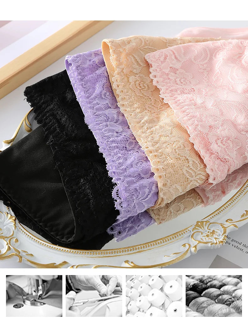 3pcs Women's Panties High Waist Underwear Large Size Fashion Girls Briefs Cow Milk Silk Breathable Lace Panty Female Lingerie.