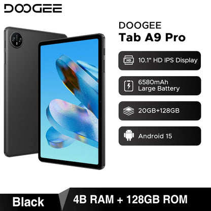 DOOGEE Tab A9 Pro Tablet 10.1" HD Display Android 15 20GB(4+16) 128GB 6580mAh Large Battery Dual Speakers Pad PC 2 In 1 Tablet