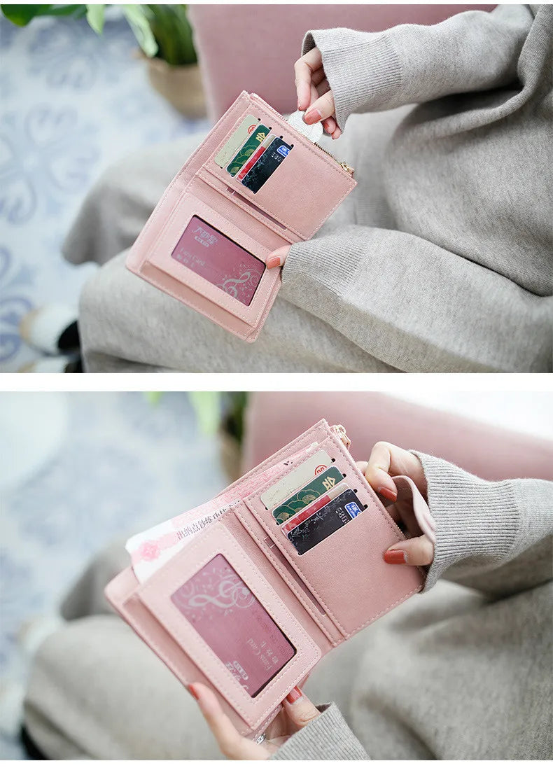 Personalized Name Women’s Short Wallet -Customize Name Multifunctional Solid Color Stitching Buckle，Multi-Card Slot Coin Purse.