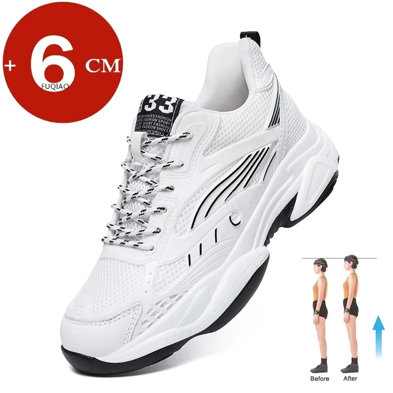 6CM Man Hidden Elevator Shoes Breathable Mesh Sneakers Anti-Slip Thick Sole Comfortable Casual Athletic Sports for Men Non-Slip