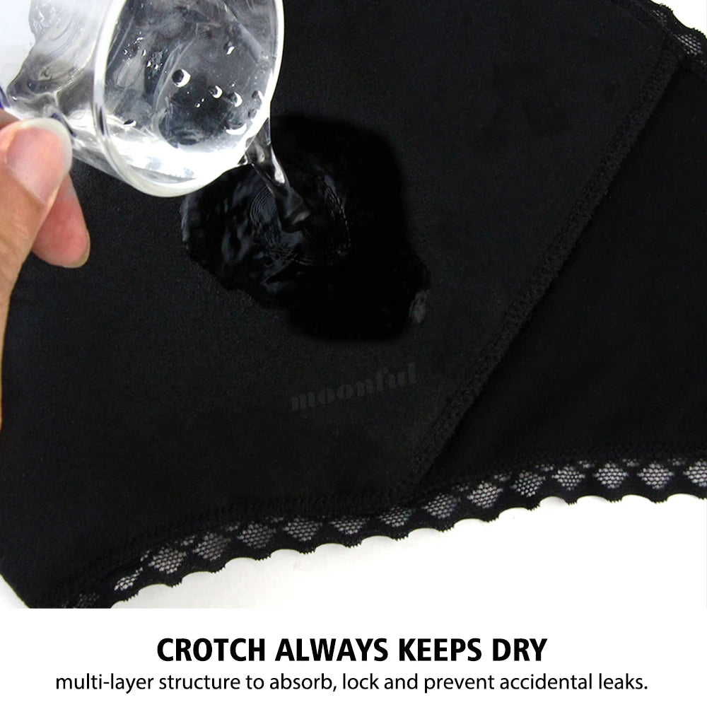 3 PCS Cotton Menstrual Panties Women Lot Leak Proof Period Underwear Heavy Flow 4 Layer Menstrual Cycle Absorbent Underwear Pack.