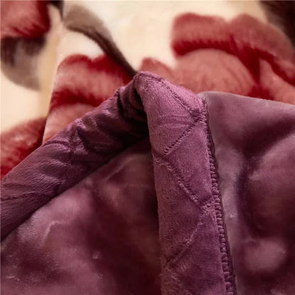 Winter Quilt Thick Warm Fluffy Blankets Super Soft Raschel Stitch Double Layer Winter Mink Throw Fat Quilts Double Size Blanket.
