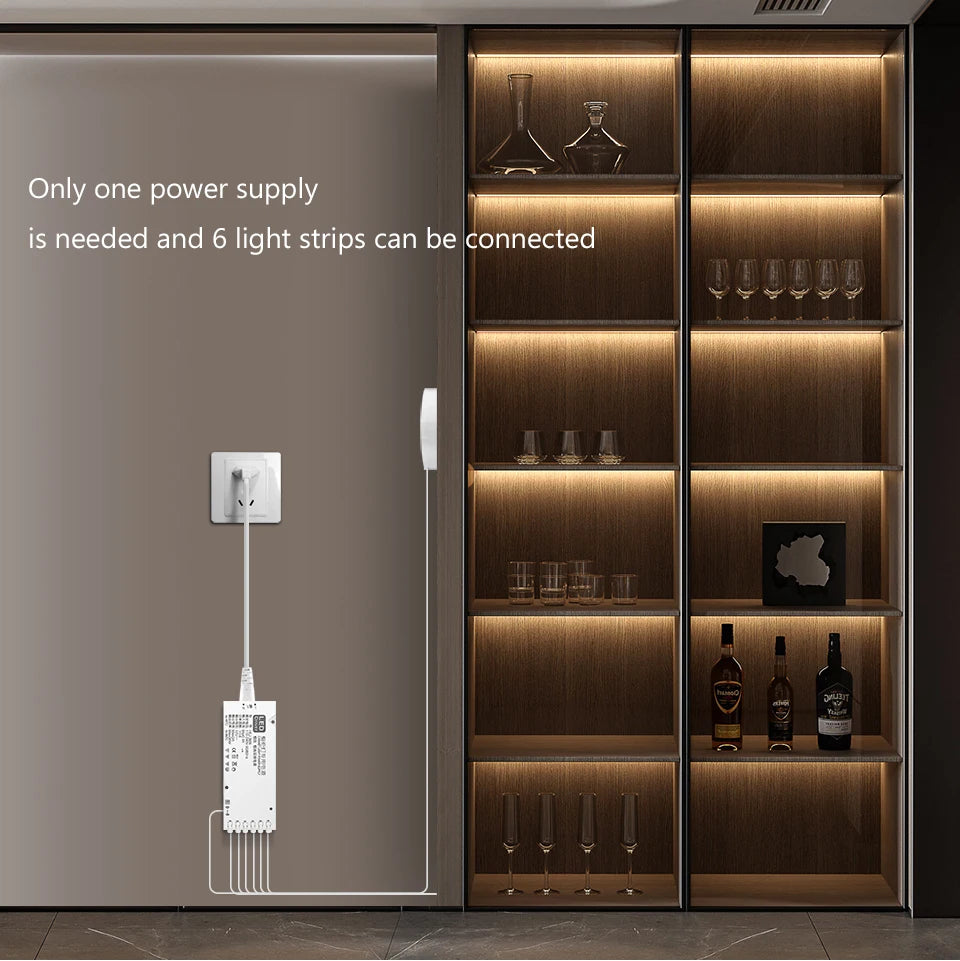 Unter dem Schrank Sammlung Display COB LED Streifen Licht Bücherregal Kleiderschrank Schrank Lampe Band Durchdringbar Holz Dimmbar Touch Sensor.