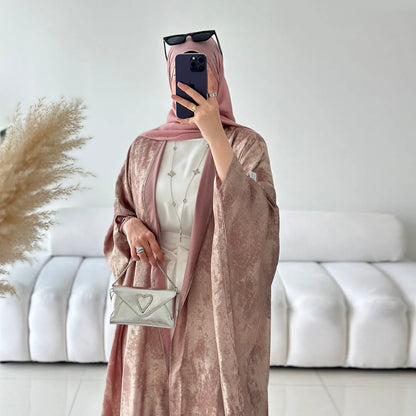 Mode Elegante Dubai Türkische Abaya Kleid Frauen Muslimische Frauen Muslimischen Kimino Kleid Abayas Vorne Offen Strickjacke.