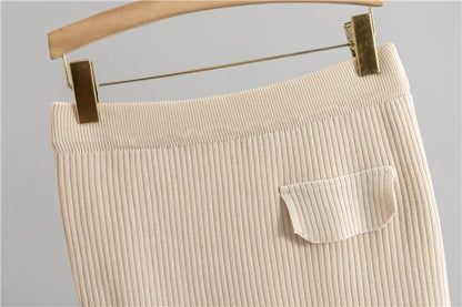 Women Sweater Muslim Knitting Suit Two Piece Sets Pullover Print Knitted Long Skirt Outfits Casual Knitwear Ensemble Autumn 2025.