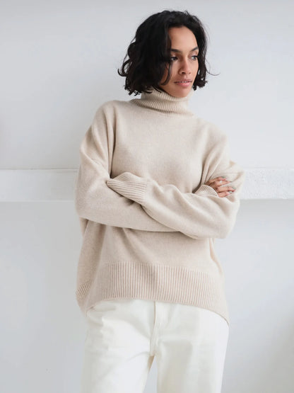 Herbst Und Winter Verdickte Rollkragenpullover frauen Lose Faul Gestrickte Pullover Silhouette Casual Pullover