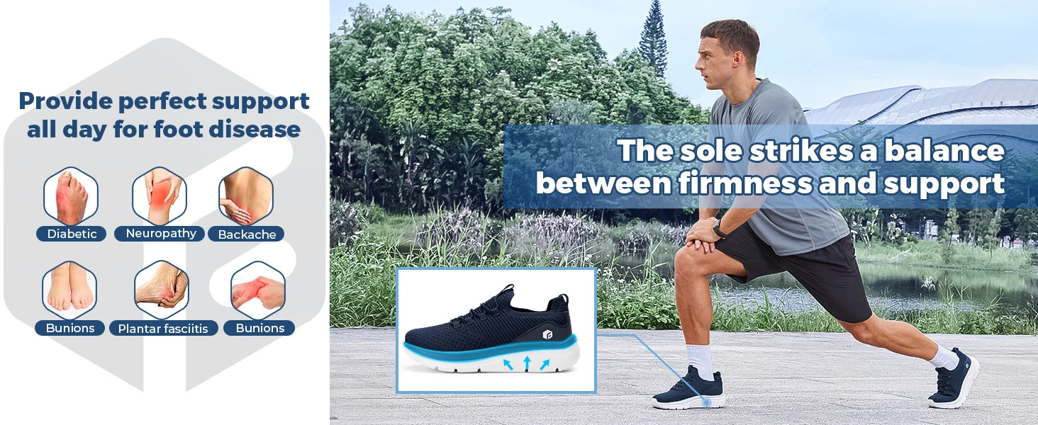 FitVille Herrenschuhe zum Hineinschlüpfen, leichte, breite Breite für Plattfüße, Plantarfasziitis, Fersenschmerzlinderung.