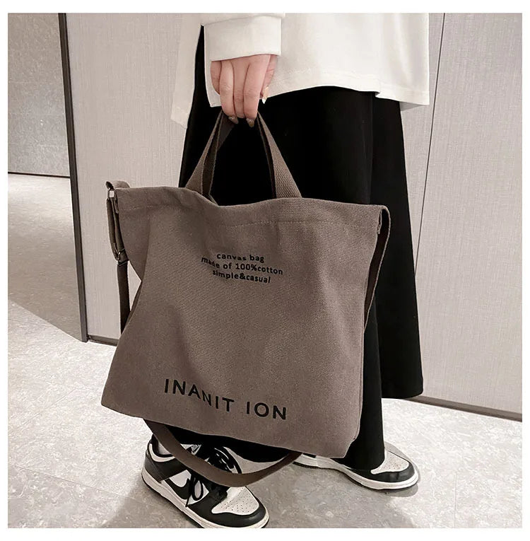 Japanese Canvas Men's and Women's Simple Cross-body Bag Wash Canvas Thick Handbag Large Capacity Arts Students Package Satchel