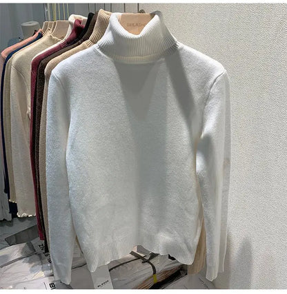 2025 neue Verdicken Hohe Kragen Pullover frauen Pullover Top Winter Warme und Weiche Einfarbig Inneren Tragen Bodenbildung Shirt.