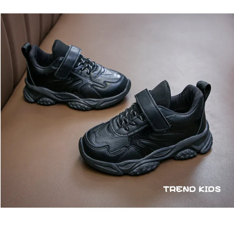 Children White Running Shoes Kids Fashion Sneakers PU Soft Breatheable Comfortable Boys Girls School Sports Shoes Size 26-37.