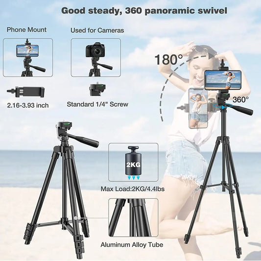 103cm Lightweight Camera Tripod For Mobile Tripod Camera Portable SLR Bluetooth-compatible Desktop Cam Stand Monopod Smartphone.