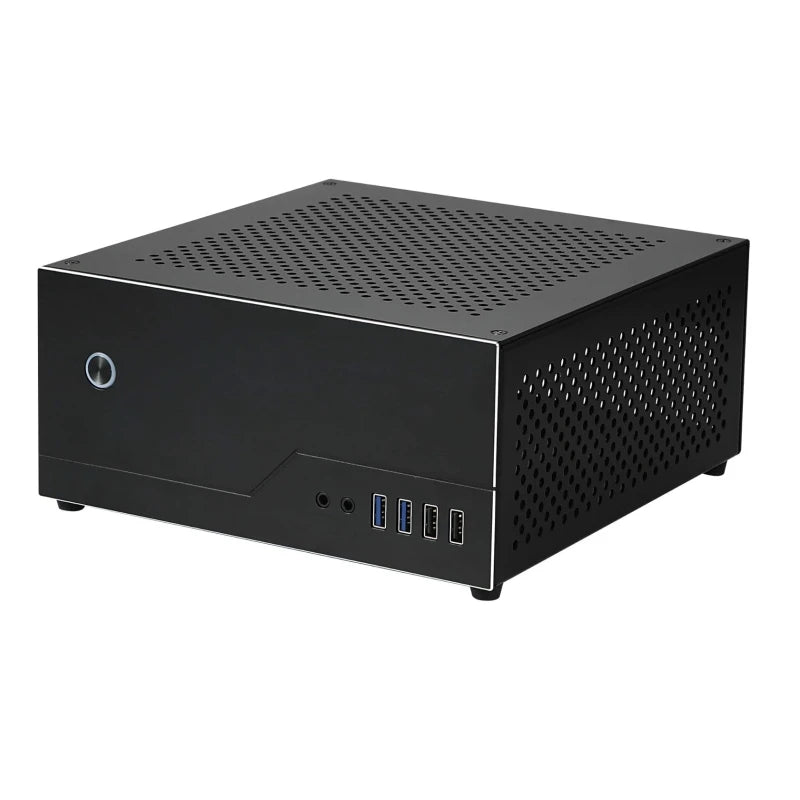 Mini ITX Chassis Soft Router HTPC Office Single Slot PCIE Aluminium Mini-ITX HTPC Soft Router Computer Case Support 6 COM Port.