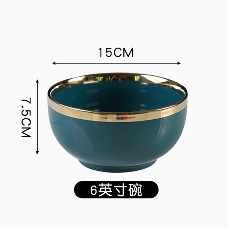 High-end Green Ceramic Plate Home Porcelain Dinner Plate Exquisite Ceramic Bowl Custom Large Size Fish Plate Kitchen Accessories.