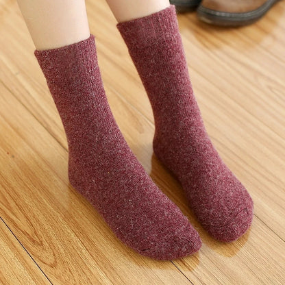 6 Pairs Winter Wool Socks Male Men's Socks Super Thicker Solid Socks Merino Plush Women's Socks Against Cold Snow Terry Socks.