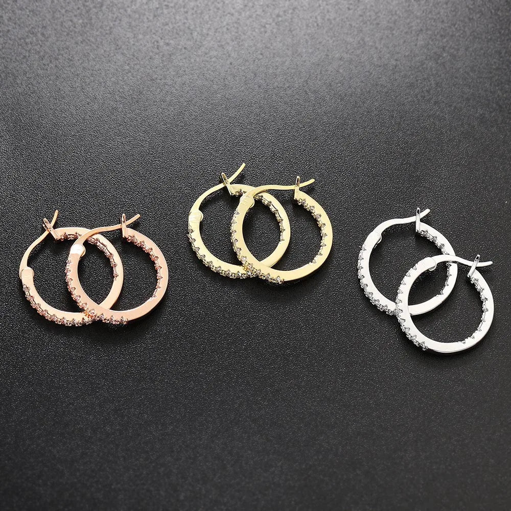 Hoop Earrings for Women Fashion Trend Micro-inlaid Zircon Small & Big Pierced Cartilage Ear Hoops Punk Jewelry Accessories E398.