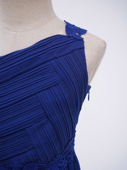 Mädchen Hochzeit Brautjungfer Kleid One Shoulder Elegante Guipure-Spitze Geraffte Chiffon Maxi Party Kleider Geburtstag Abend Abendkleid