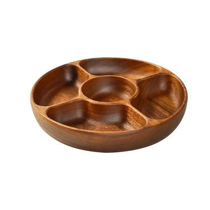 Divided Serving Tray Snack Tray Candy Bowl Fruit Plate Appetizer Platter Wood for Farmhouse Kitchen Nut Bread Dining Room.