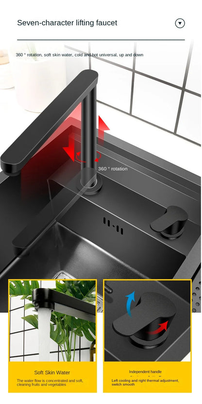 55 cm x 45 cm Küchenspüle Nano 304 Edelstahl Gemüsewaschbecken Einzelwaschbecken Waschbecken Waschbecken Verstellbarer Klapphahn