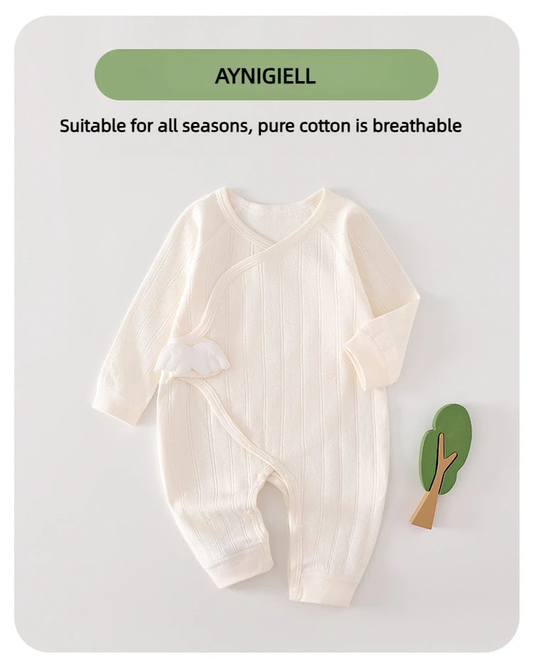 AYNIGIELL Frühling und Herbst 0-6 Monate Baby Strampler Neugeborene Mädchen Jungen 100 % Baumwolle Langarm Kleidung Säuglingsoverall.