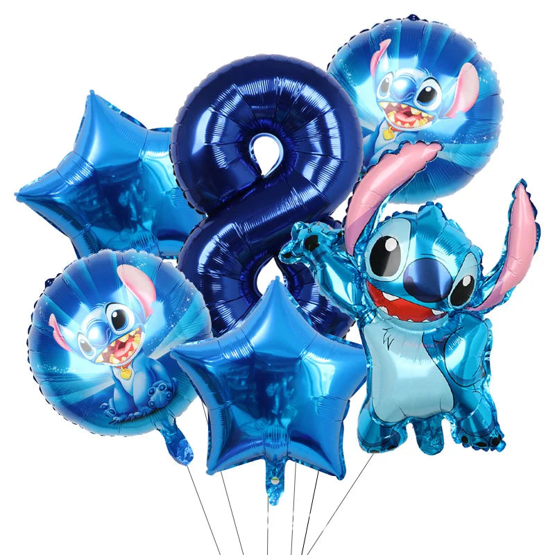 Stitch Party Supplies für Kinder Lilo und Stitch Geburtstag Party Dekorationen Luftballons Banner Tischdecke Hintergrund Geschirr.