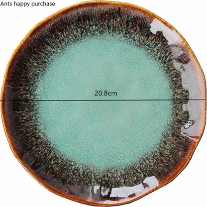 8 inch European ceramic dish Western steak dish pasta home dish plate kiln transmutation glaze china plates.