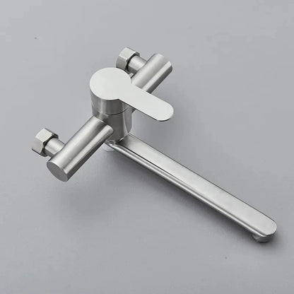 Kitchen Faucets Stainless Steel Wall Mounted Dual Hole Bathroom 360 Rotate Basin Faucet Cold Hot Water Mixer Taps With spray gun