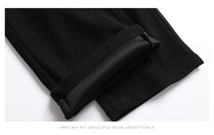 Men's Casual Pants Elastic Waist Sweatpants Autumn Winter Clothes Drawstring Trousers Male Corduroy Warm Large Size Pants.